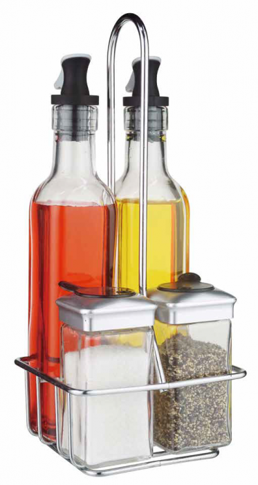 RAKI EASYLIFE Oliviera 5 piese cu suport metalic cromat 2x250ml, 2x110ml [1]