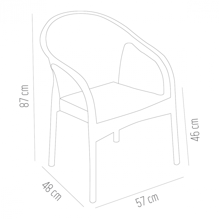 RAKI EGE Scaun fotoliu aspect ratan, plastic, alb, 57x48xh87cm [3]