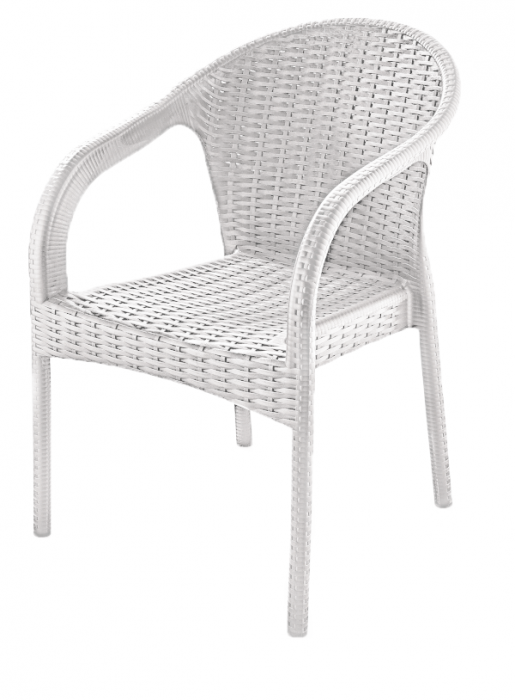 RAKI EGE Scaun fotoliu aspect ratan, plastic, alb, 57x48xh87cm [1]