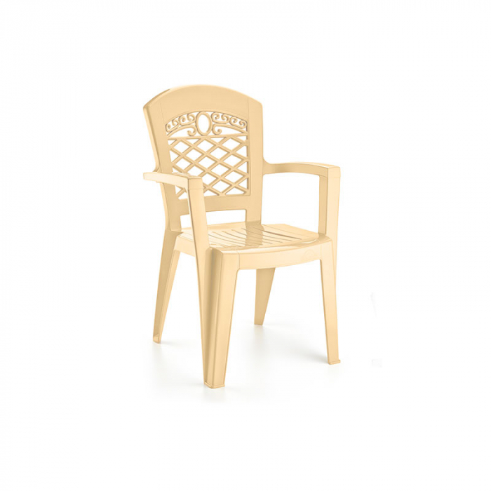 RAKI ELEGANT Scaun gradina cu brate, plastic, bej, 52x48xh90cm [1]