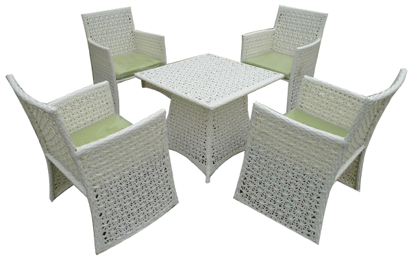 RAKI FLORANCE Set mobila terasa, gradina poliratan 5 piese, masa patrata si 4 scaune cu brate [1]