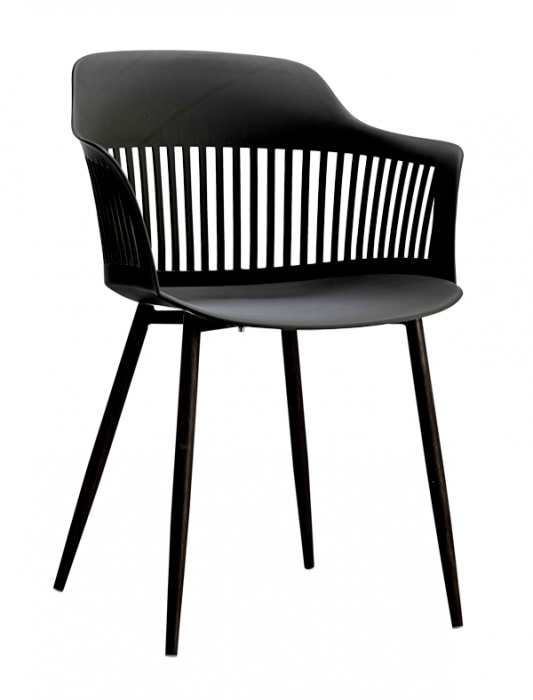 RAKI FLORIDA Scaun bucatarie/terasa negru, din polipropilena cu picioare metalice, 53x59xh81cm [1]