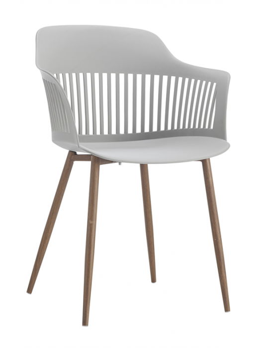 RAKI FLORIDA Scaun terasa alb, polipropilena cu picioare metalice aspect lemn, 53x59xh81cm [1]