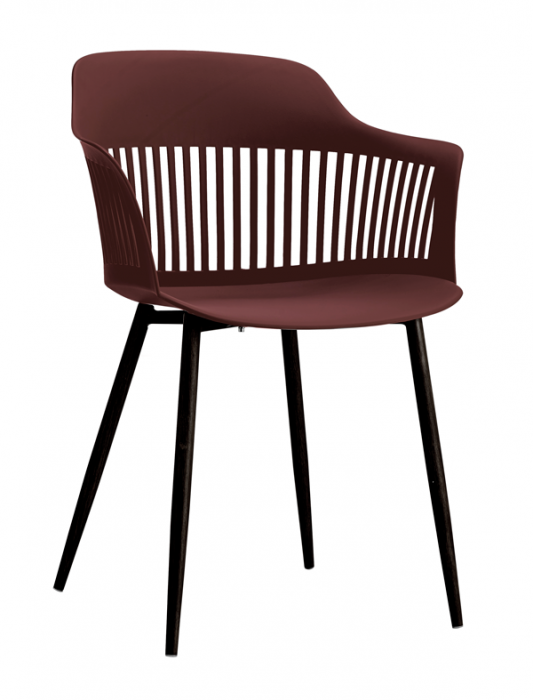RAKI FLORIDA Scaun terasa din polipropilena cu picioare metalice, 53x59xh81cm, grena/negru [1]