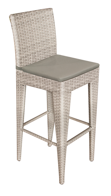 RAKI GRANDE Scaun bar din poliratan cu perna gri, 40x46xh110cm, cadru aluminiu, gri [1]