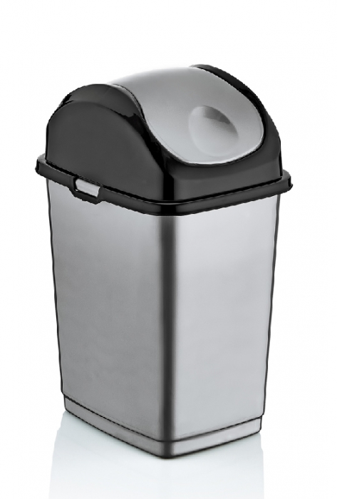 RAKI ICIKALA Cos gunoi cu capac batant 10l gri-negru 24x19,5x36,5cm [1]