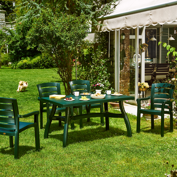 RAKI KING Masa gradina dreptunghiulara, 140x80xh73cm, plastic, verde [3]