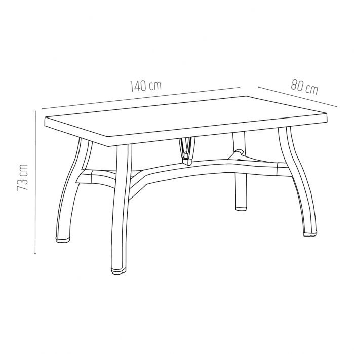 RAKI KING Masa gradina dreptunghiulara, 140x80xh73cm, plastic, verde [2]