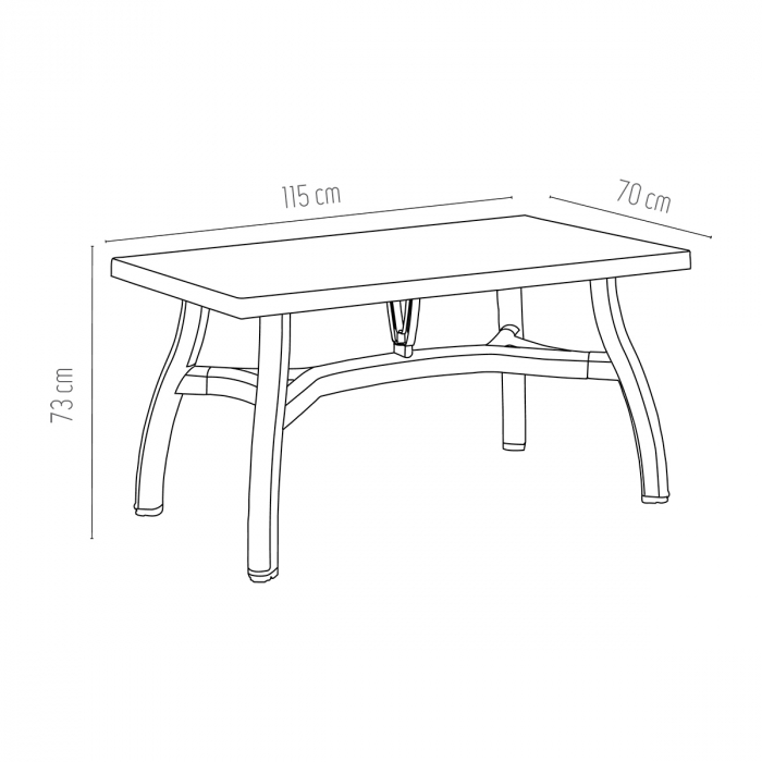 RAKI KING Masa gradina plastic, 115x70xh73cm, alba, dreptunghiulara [2]