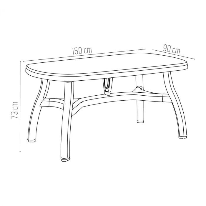 RAKI KING Masa gradina plastic, 150x90xh73cm, verde, ovala [2]