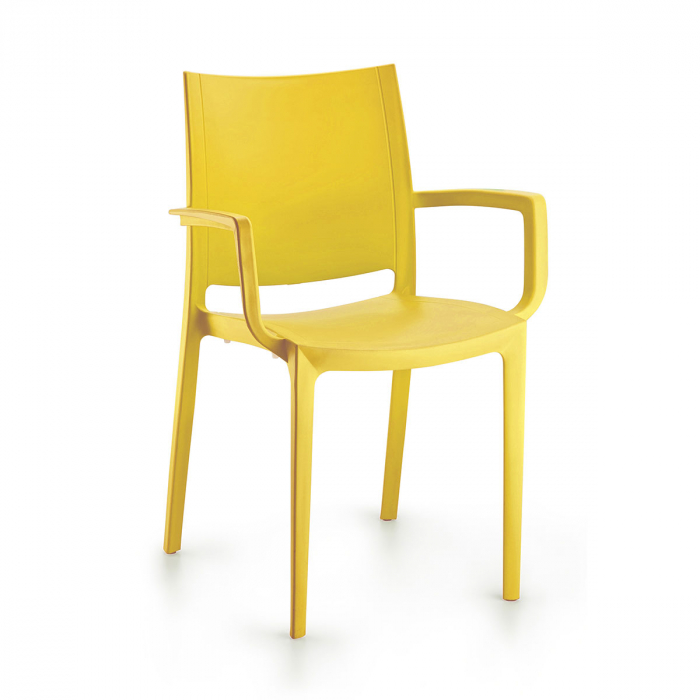 RAKI LARA Scaun cu brate gradina, terasa, galben, plastic, 42x47xh82cm [1]