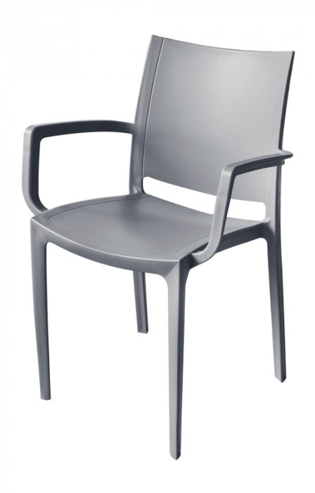 RAKI LARA Scaun cu brate gradina, terasa, gri, plastic, 42x47xh82cm [1]