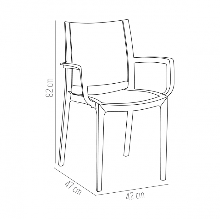 RAKI LARA Scaun cu brate gradina, terasa, portocaliu, plastic, 42x47xh82cm [4]