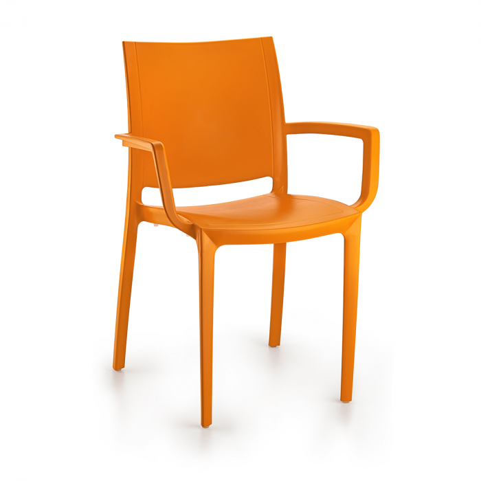 RAKI LARA Scaun cu brate gradina, terasa, portocaliu, plastic, 42x47xh82cm [1]