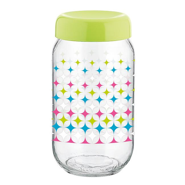 RAKI LINEA Borcan sticla 1l, capac plastic de diferite culori, cu diferite decoruri [3]
