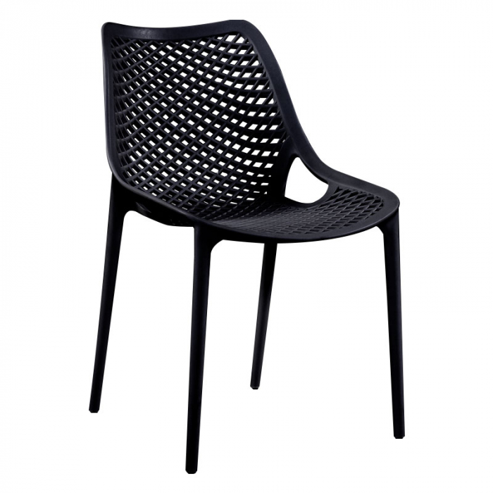 RAKI LONDON AIR Scaun terasa cu spatar, negru, polipropilena, 61x51xh82cm [1]