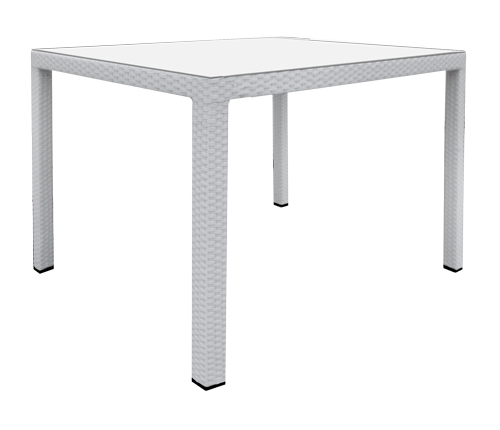 RAKI MAKAE Masa gradina/terasa patrata, poliratan cu cadru metalic, 90x90xh75cm, alba [1]