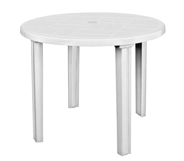 RAKI Masa gradina rotunda, 90cm, din plastic, alba [1]