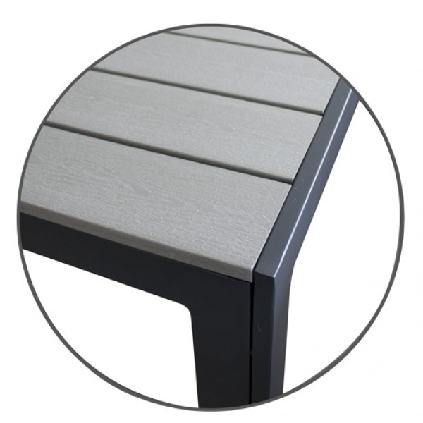 RAKI Masa patrata 90x90x74cm POLYWOOD GREY cadru aluminiu culoare gri (HYT-0158SGREY) [2]