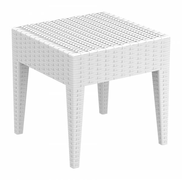 RAKI MIAMI Masa pentru sezlong din ratan sintetic 45x45xh45cm alba [1]