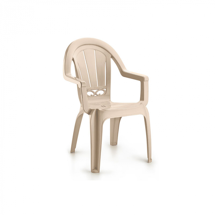 RAKI MILAS Scaun gradina cu brate, plastic, bej cappuccino, 53x50x89cm [1]