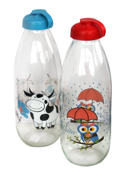 RAKI MILKY Sticla pentru lapte cu decor 1l, din sticla, diferite decoruri si culori [1]
