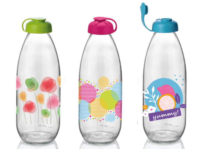 RAKI MILKY Sticla pentru lapte cu decor 1l, din sticla, diferite decoruri si culori [2]