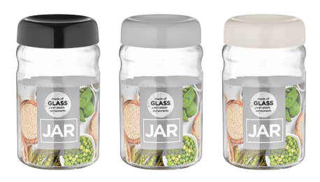 RAKI MONO Borcan sticla cu capac plastic, 1,4l, capac de diferite culori [1]