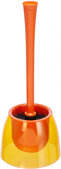 RAKI NEON Perie WC cu suport transparent orange 15xh38,5cm din plastic [2]