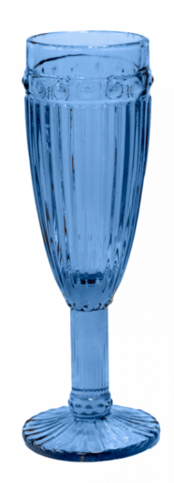RAKI OLD SCHOOL BLUE Set 6 pahare sampanie, din sticla, D6xh20cm, 190ml, albastre [2]