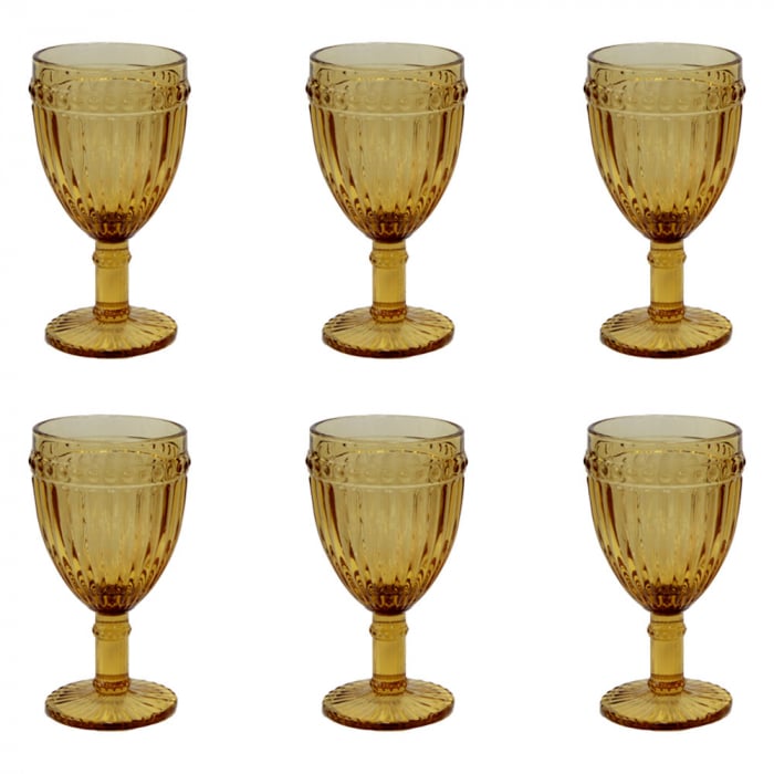 RAKI OLD SCHOOL YELLOW Set 6 pahare vin rosu, din sticla, D8,5xh16,5cm, 300ml, galben [1]
