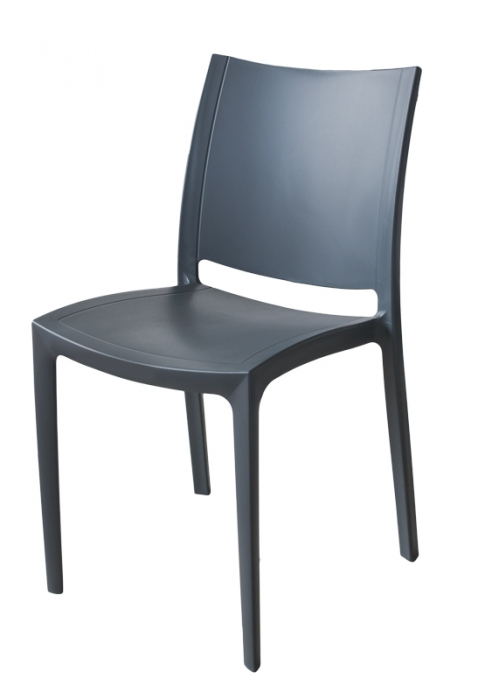 RAKI OLIMPUS Scaun gradina, terasa, gri inchis, plastic, 42x47xh84cm [1]