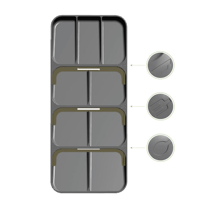 RAKI Organizator tacamuri cu 9 compartimente, 39x16,5xh5,2cm, antracit [3]