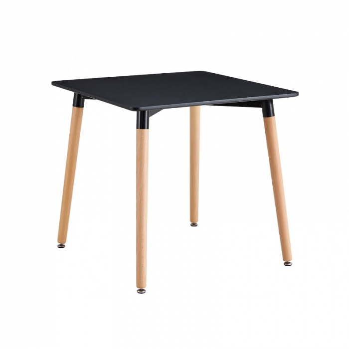 RAKI OSLO Masa patrata 80x80xh75,5cm, blat MDF negru, picioare lemn [1]