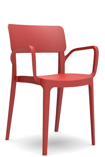 RAKI PANORA Scaun bucatarie cu brate 54,5x51xh81,9cm din polipropilena cu fibra de sticla culoare rosie [1]