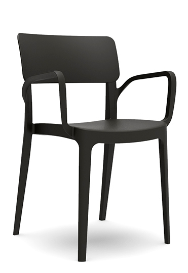 RAKI PANORA Scaun gradina, terasa cu brate 54,5x51xh81,9cm din polipropilena cu fibra de sticla culoare neagra [1]