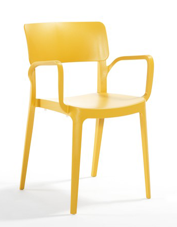 RAKI PANORA Scaun terasa cu brate 54,5x51xh81,9cm din polipropilena cu fibra de sticla culoare galbena [1]