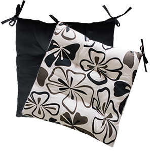 RAKI Perna pentru scaun cu doua fete 45x45cm negru cu flori (7825) [1]
