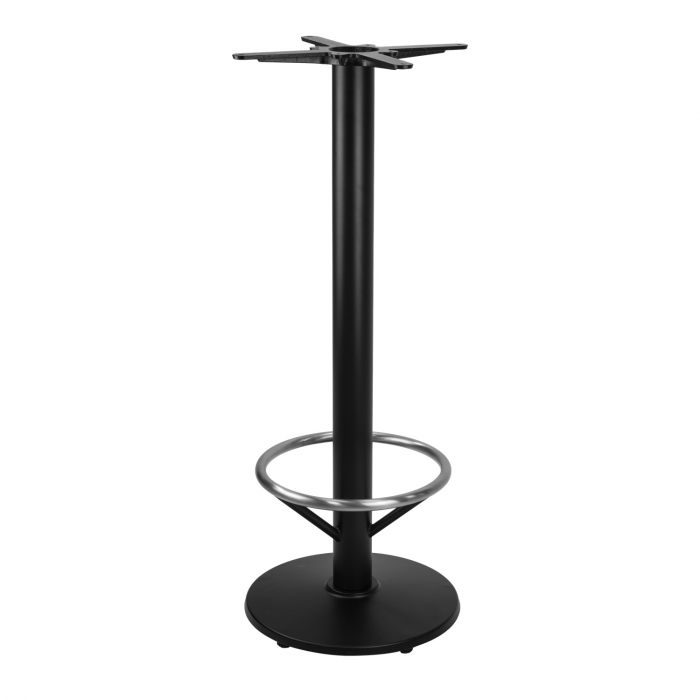 RAKI Picior metalic pentru masa bar, D43xh110cm, negru cu suport picioare argintiu [1]