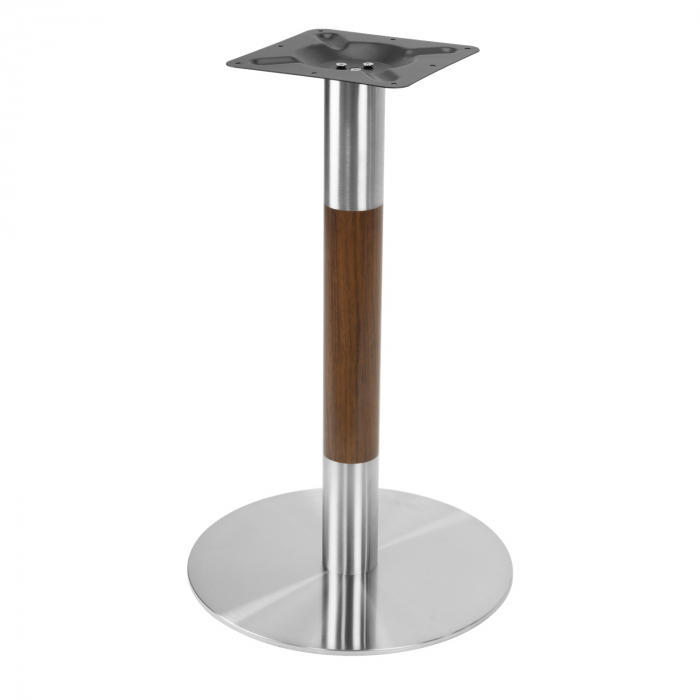 RAKI Picior metalic pentru masa, D45xh72cm, baza rotunda, argintiu cu accente aspect lemn [1]