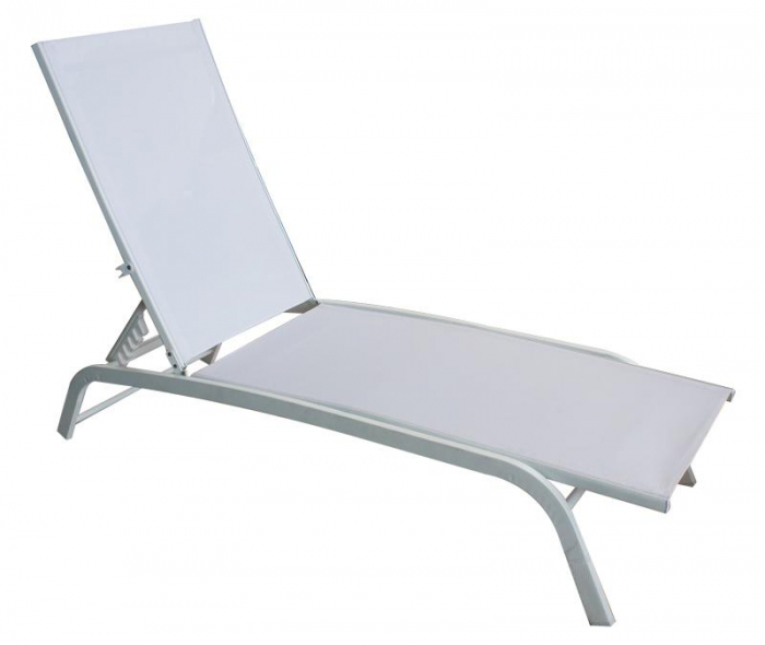 RAKI PIEJURA Sezlong cadru metalic si material textil alb, 5 pozitii, 188x58xh30cm [1]