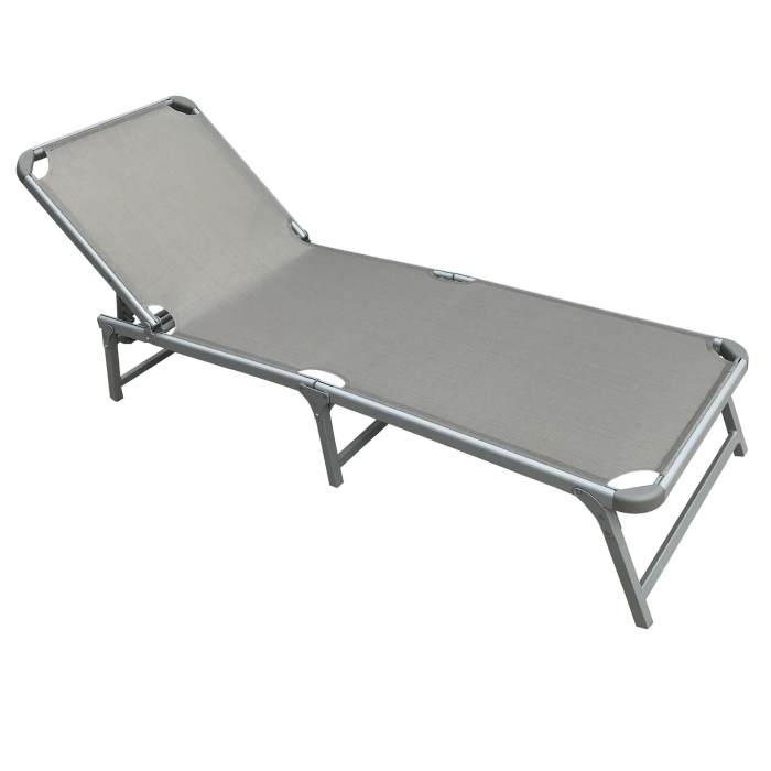 RAKI PINKI Sezlong plabil 188x56cm cadru metalic cu profil lat culoare gri [1]