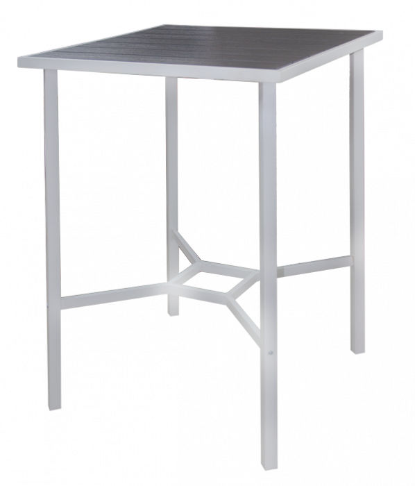 RAKI PLASTIC WOOD Masa inalta bar patrata, 70x70xh103cm, plastic/metal, alb/gri [1]