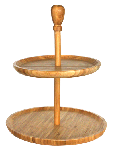 RAKI Platou rotund din bambus cu 2 etaje D25cm si D30cm [1]