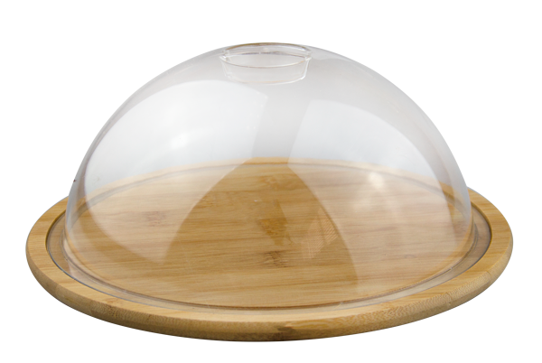 RAKI Platou rotund din bambus pentru servire cu capac transparent, D24xh10,5cm [1]