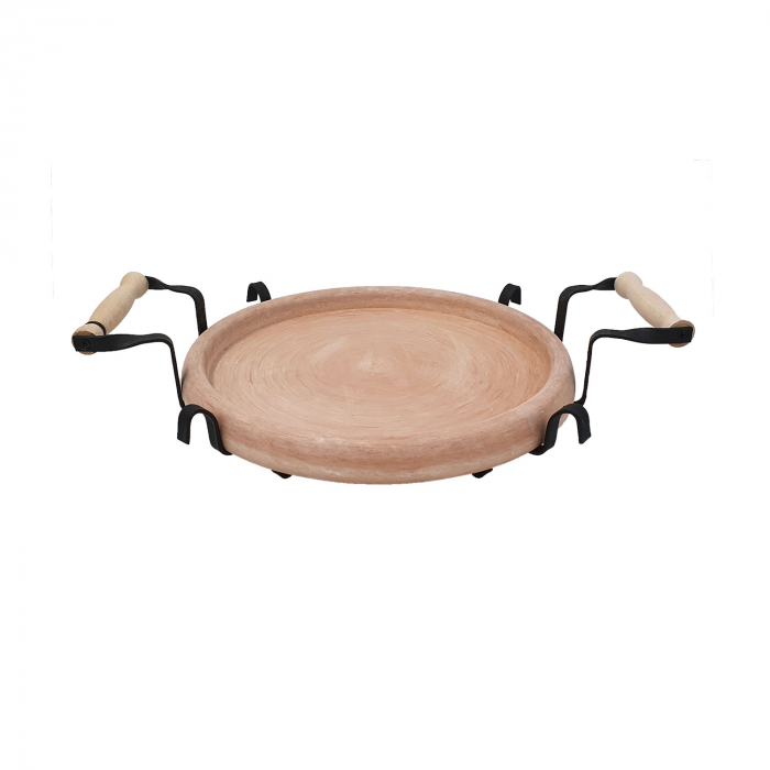 RAKI PROFI Tava ceramica 28cm cu suport metalic, pentru copt si servit, Saci bulgaresc [1]