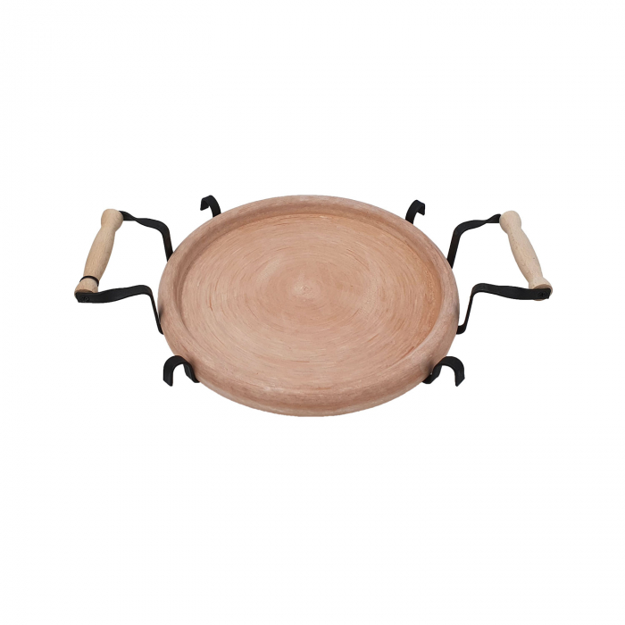 RAKI PROFI Tava ceramica 28cm cu suport metalic, pentru copt si servit, Saci bulgaresc [2]