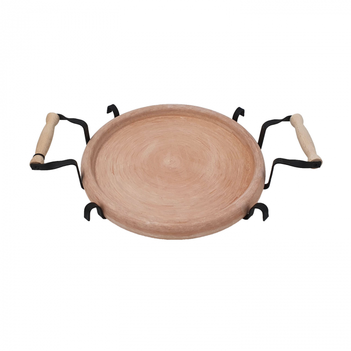 RAKI PROFI Tava ceramica 32cm cu suport metalic, pentru copt si servit, Saci bulgaresc [2]