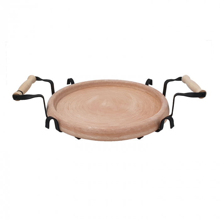 RAKI PROFI Tava ceramica 32cm cu suport metalic, pentru copt si servit, Saci bulgaresc [1]