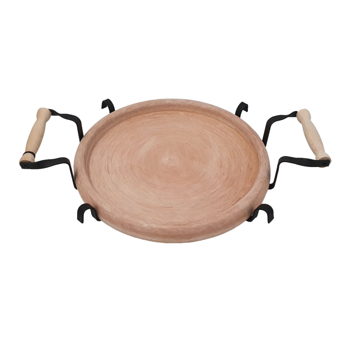 RAKI PROFI Tava ceramica 34cm cu suport metalic, pentru copt si servit, Saci bulgaresc [2]